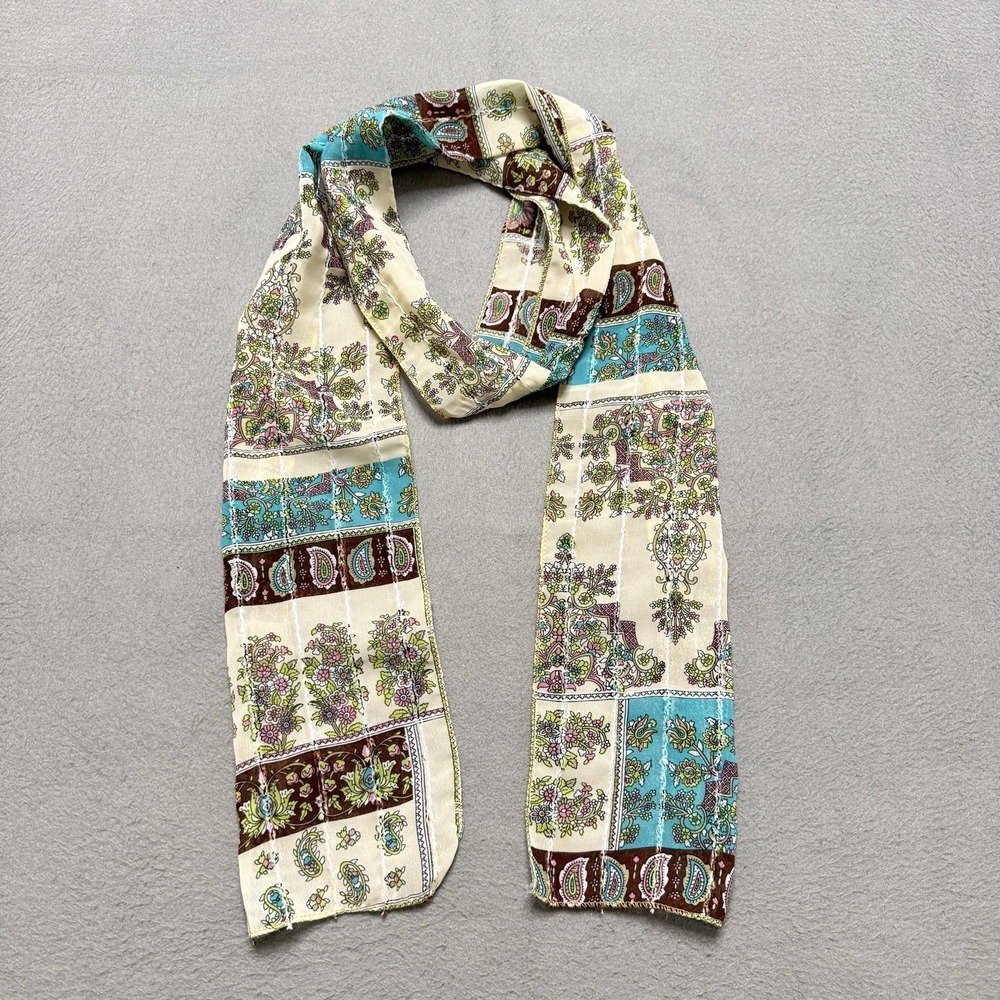 Vintage Skinny Scarf Womens Y2K Paisley Patchwork‎ Sequin Boho Festival Party